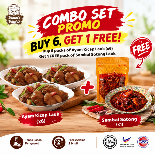 [COMBO PROMO LAUK SET] Buy 6 Ayam Kicap Lauk, Get 1 FREE Sambal Sotong Lauk